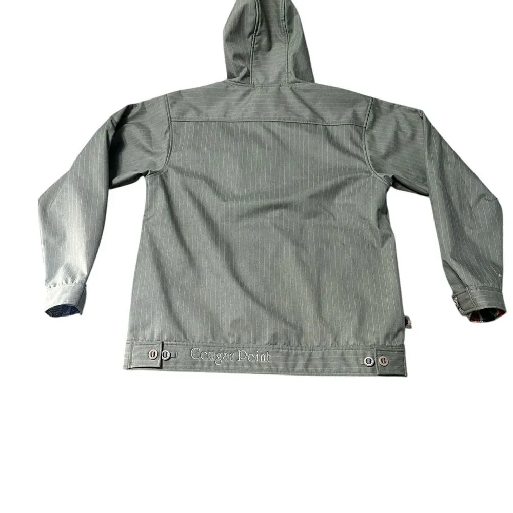 686 Hooded Snowboard Ski Jacket Fleece Lined Tan Brown Pinstripe Men’s Large